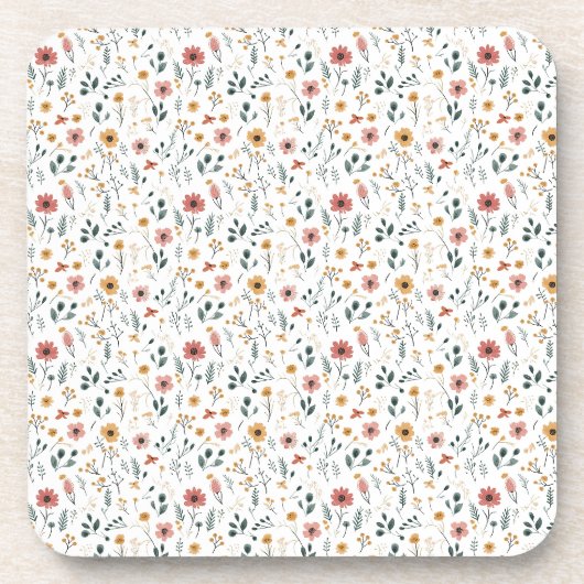 Wilde-Blumen-Doodle Getränkeuntersetzer (Vorderseite)