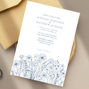 Wilde Blumen Einfach Elegante Boho-Hochzeit Einladung