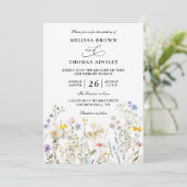 Wilde Blumen Elegante moderne Budget-QR-Code-Hochz Einladung (Stehend Vorderseite)