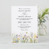 Wilde Blumen Elegante moderne Budget-QR-Code-Hochz Einladung (Stehend Vorderseite)