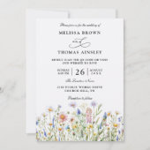 Wilde Blumen Elegante Moderne Budget QR-Code Hochz Einladung (Vorderseite)
