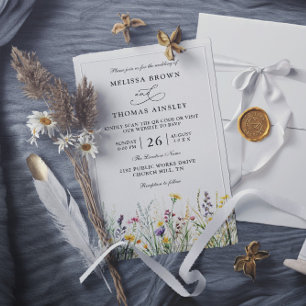 Wilde Blumen Elegante moderne Budget-QR-Code-Hochz Einladung