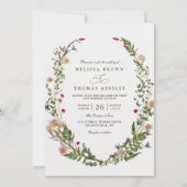 Wilde Blumen Elegante moderne chic QR-Code-Hochzei Einladung (Vorderseite)