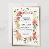 Wilde Blumen Elegante Moderne Chic QR-Code-Hochzei Einladung (Vorderseite)