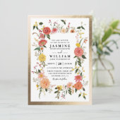 Wilde Blumen Elegante Moderne Chic QR-Code-Hochzei Einladung (Stehend Vorderseite)