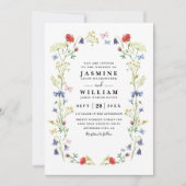 Wilde Blumen Elegante moderne Hochzeit mit QR-Code Einladung (Vorderseite)