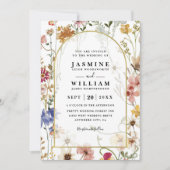 Wilde Blumen Elegante moderne preiswerte QR-Code-H Einladung (Vorderseite)