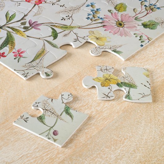 Wilde Blumen entwerfen für silk Material, c.1790 Puzzle (Seite)