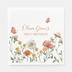 Wilde-Blumen-erstes-Geburtstagsfeier Serviette