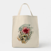 Wilde-Blumen-Farbspritzer-Einkaufstasche Tragetasche (Rückseite)