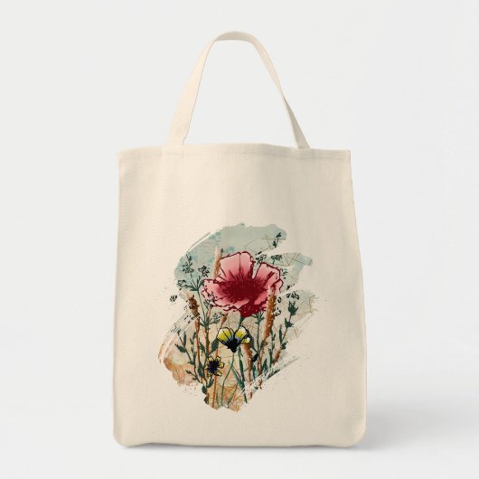 Wilde-Blumen-Farbspritzer-Einkaufstasche Tragetasche (Vorne)