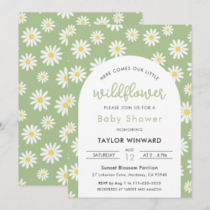 Wilde Blumen Gänseblümchen Babyparty Einladung