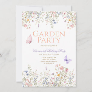 Wilde Blumen Gartenparty Pastell Geburtstagseinlad Einladung