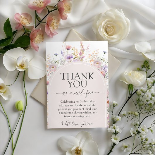 Wilde-Blumen-Geburtstag-Dankeskarten Einladung