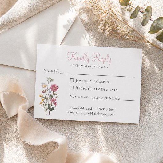 Wilde-Blumen-Geburtstagsfeier RSVP Karte