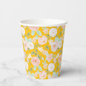 Wilde Blumen Gelb Gingham-Schleife Abschlussfeier Pappbecher (Rückseite)