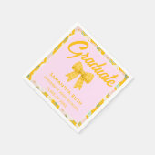 Wilde Blumen Gelb Gingham-Schleife Abschlussfeier Serviette (Ecke)