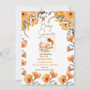 wilde Blumen gelb orange Baby Shower Einladung