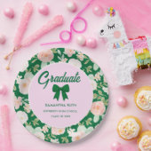Wilde Blumen Grün Gingham-Schleife Abschlussfeier Pappteller (Party)