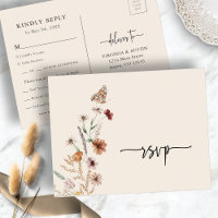 Wilde-Blumen-Hochzeit-Antwort-Postkarte