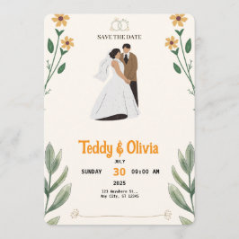 Wilde-Blumen-Hochzeit-Save-the-Date-Karte  Save The Date