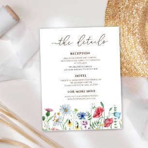 Wilde Blumen Hochzeitsdetails Begleitkarte