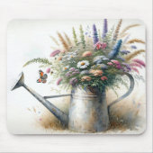 Wilde Blumen in Gießkanne Mousepad (Vorne)