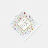 Wilde Blumen Junge Baby Shower Blau Serviette (Ecke)