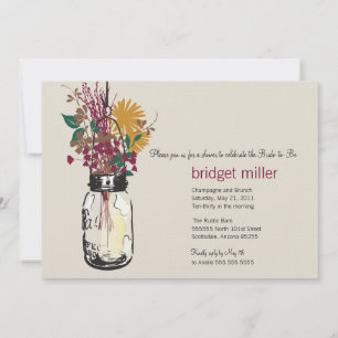 Wilde Blumen & Mason Jar Brautparty Einladung