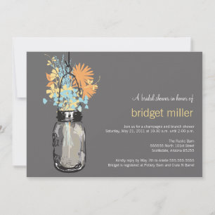 Wilde Blumen & Mason Jar Brautparty Einladung
