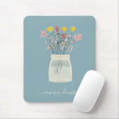 Wilde Blumen Mason Jar Handgeschriebene Monogramm Mousepad (Mit Mouse)