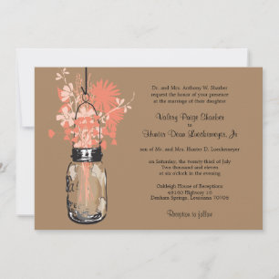 Wilde Blumen & Mason Jar Hochzeitseinladungen Einladung