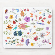 Wilde-Blumen-Mauspad | Botanisches Schreibtischzub