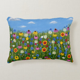 Wilde Blumen mit Gänseblümchen Dekokissen