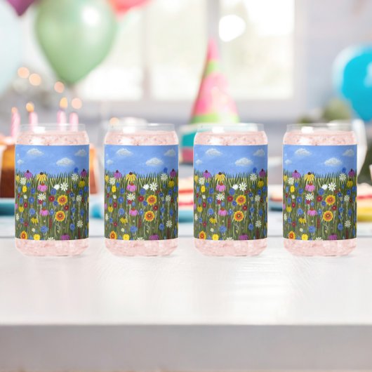 Wilde Blumen mit Gänseblümchen Dosenglas (Insitu (Geburtstag))