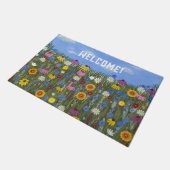 Wilde Blumen mit Gänseblümchen Fußmatte (Schrägansicht)