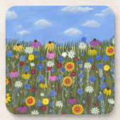 Wilde Blumen mit Gänseblümchen Getränkeuntersetzer (Vorderseite)