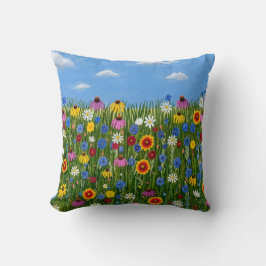 Wilde Blumen mit Gänseblümchen Kissen