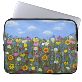 Wilde Blumen mit Gänseblümchen Laptopschutzhülle