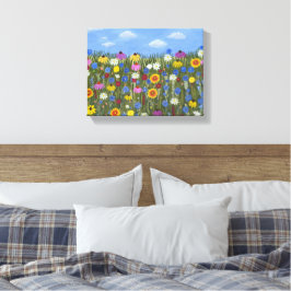 Wilde Blumen mit Gänseblümchen Leinwanddruck