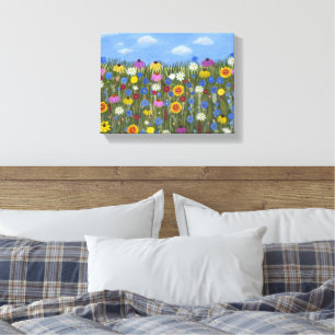 Wilde Blumen mit Gänseblümchen Leinwanddruck