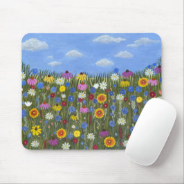 Wilde Blumen mit Gänseblümchen Mousepad