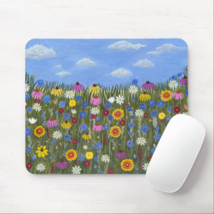Wilde Blumen mit Gänseblümchen Mousepad