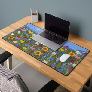 Wilde Blumen mit Gänseblümchen Schreibtischunterlage