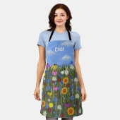 Wilde Blumen mit Gänseblümchen Schürze (Getragen)