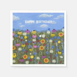 Wilde Blumen mit Gänseblümchen Serviette