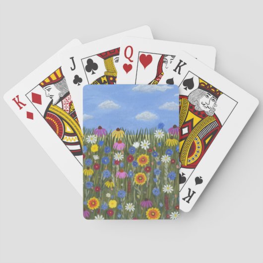 Wilde Blumen mit Gänseblümchen Spielkarten (Rückseite)