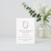 Wilde-Blumen-Monogramm-Hochzeitsdetails QR-Code-Ei Begleitkarte (Stehend Vorderseite)