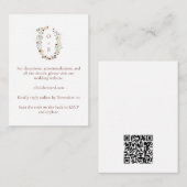 Wilde-Blumen-Monogramm-Hochzeitsdetails QR-Code-Ei Begleitkarte (Vorne/Hinten)