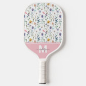 Wilde-Blumen-Monogramm Pickleball Schläger (Rückseite)